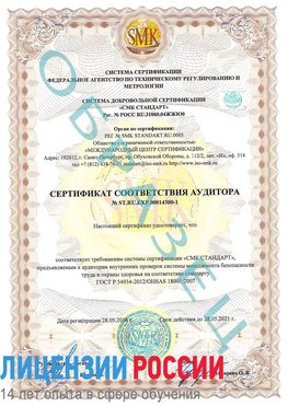 Образец сертификата соответствия аудитора №ST.RU.EXP.00014300-1 Биробиджан Сертификат OHSAS 18001